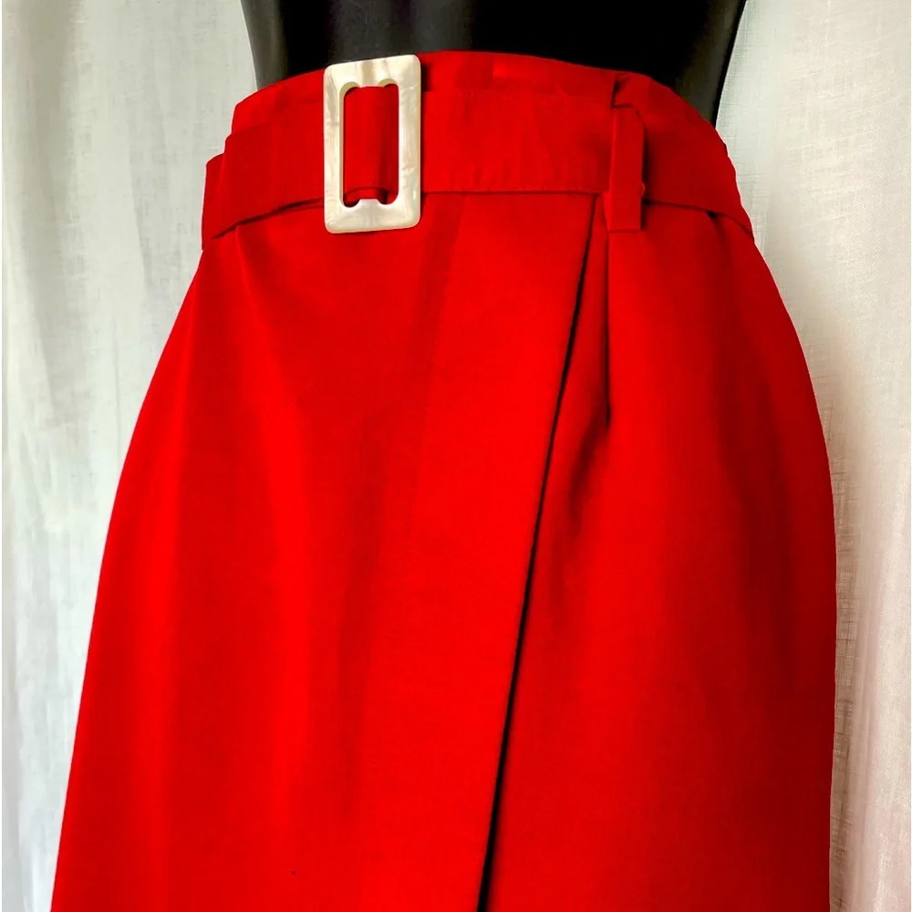 ✨ Authentic Vintage ✨ 70s Velveteen Wrap High Waist Skirt w/  Belt - Picture 5 of 10